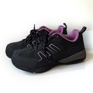 HyTest Women’s 7.5W Composite Toe Work Shoes Black & Purple K17320 EUC
